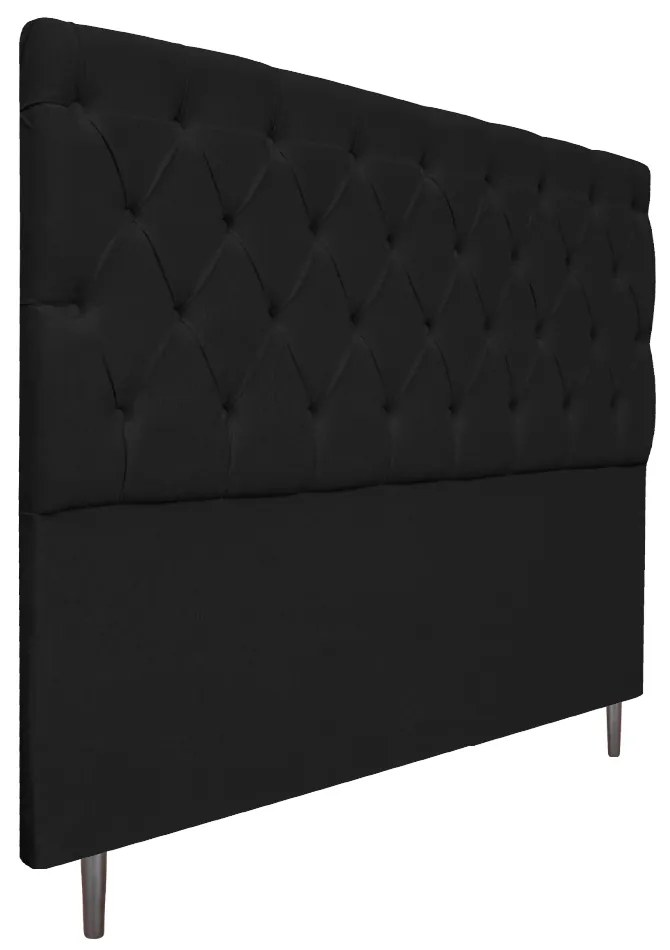 Cabeceira Estofada Liverpool 140 cm Casal Suede Preto - ADJ Decor