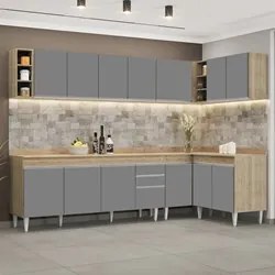 Armário de Cozinha Modulado de Canto 7 Peças CP35 Balcão com Tampo Cas