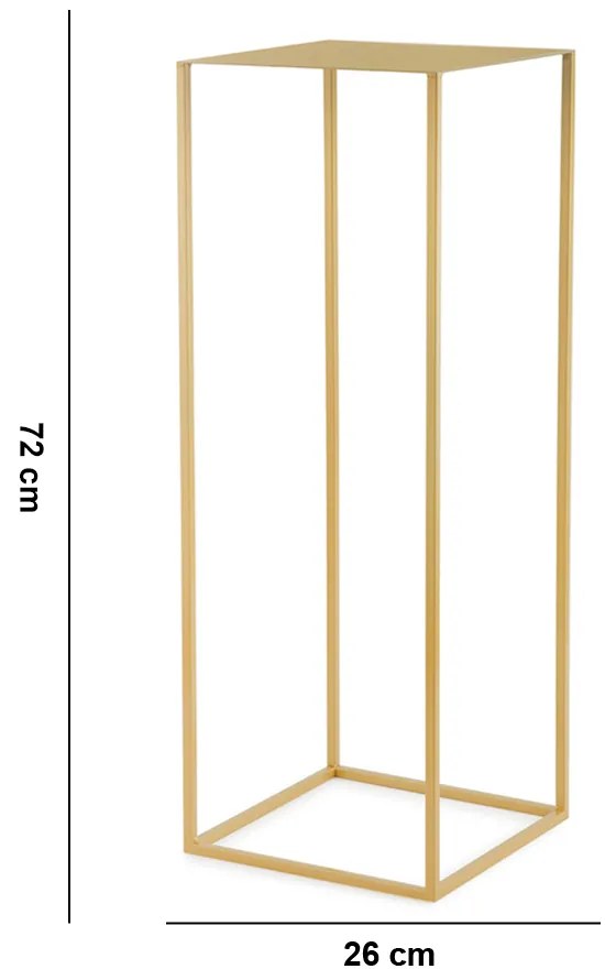 Mesa De Apoio em Metal Cubo Vazado com Tampo Dourado G M02 - D'Rossi