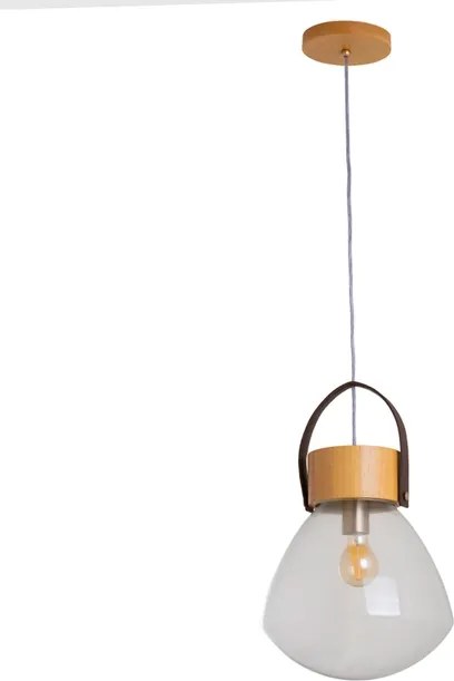 Pendente Vidro E Madeira Castanha 29Cm Lampadari