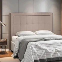 Cabeceira Cama Box Casal 140cm Paolla Z37 Linho Bege Cru - Mpozenato