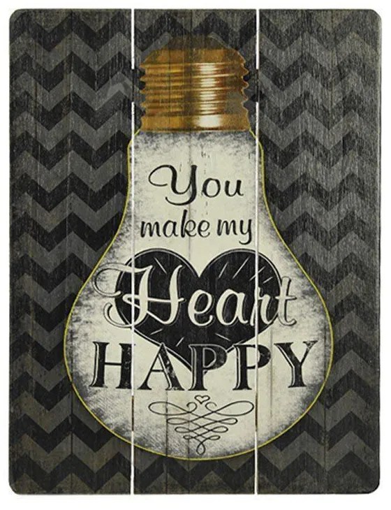Quadro Decorativo Mdf Colorido 30x40 Happy - D'Rossi