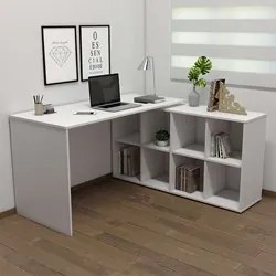 Mesa Escrivaninha em L 140x130cm 8 Nichos Eron A06 Branco - Mpozenato