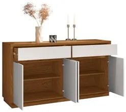 Balcão Aparador Buffet 4 Portas 2 Gavetas 100% MDF Anne N02 Ypê/Off Wh
