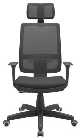 Cadeira Office Brizza Tela Preta Com Encosto Assento Aero Preto RelaxPlax Base Standard 126cm - 63613 Sun House