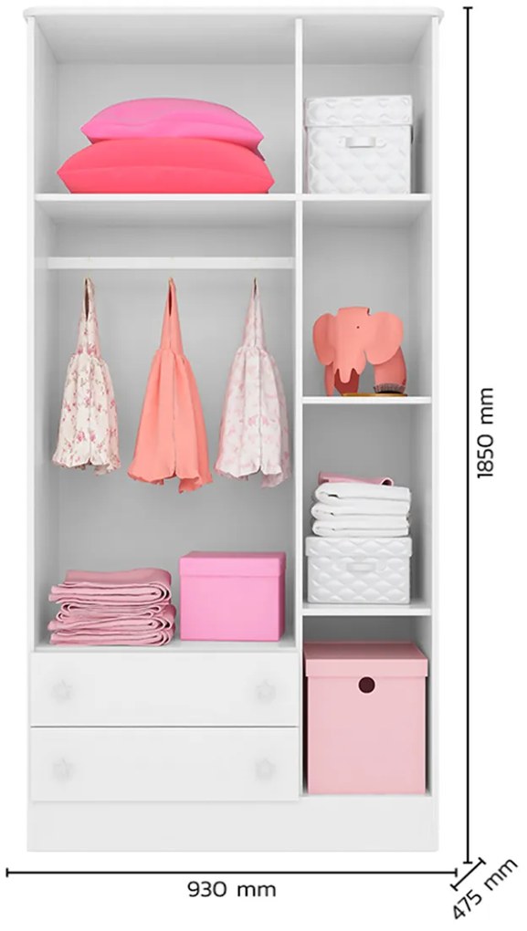 Guarda Roupa Infantil 3 Portas e 2 Gavetas Brilhar Q01 - ADJ Decor