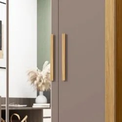 Guarda Roupa Solteiro 154cm 4 Portas Espelho Brasid Mel/Cacao C01 - Mp