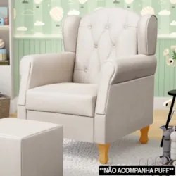 Poltrona de Amamentação com Pés de Madeira Lucy Z39 Suede Bege - Mpoze
