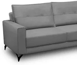 Sofá 4 Lugares com Chaise Direito 285cm Soreh F05 Veludo Prata - Mpoze