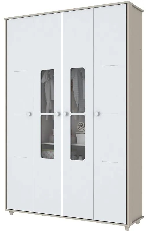 Roupeiro Solteiro Infantil Aquarela 4 Porta 2 Gaveta Cristal