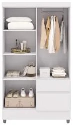 Guarda Roupa Solteiro 103cm Com Espelho Ideal Flex Branco - Vila Rica