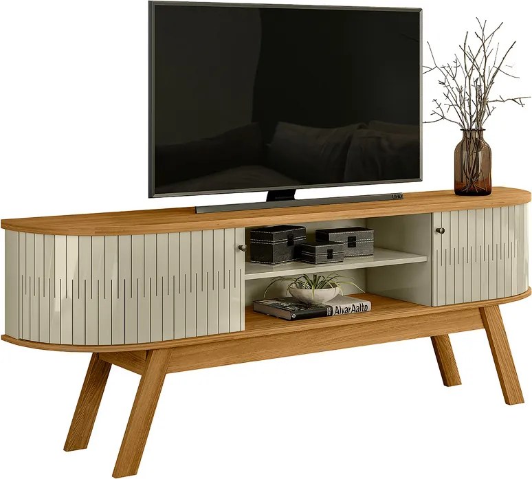 Rack TV 75 Pol 183cm Bancada para Sala Enzari M20 - D'Rossi - Cumaru e Opala