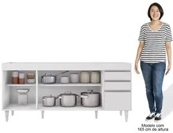 Balcão Gabinete Para Pia 180cm Sem Tampo Dallas Branco - Lumil