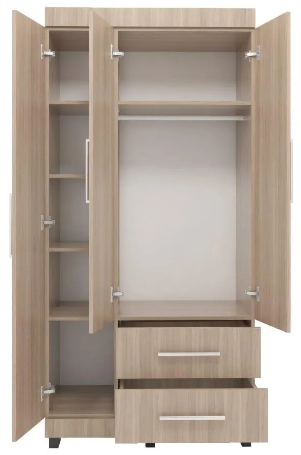 Roupeiro Guarda Roupa Alto 3 Portas 2 Gavetas Marrom Montana