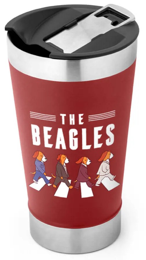 Copo Térmico The Beagles Com Tampa e Abridor Chopp - Vermelho