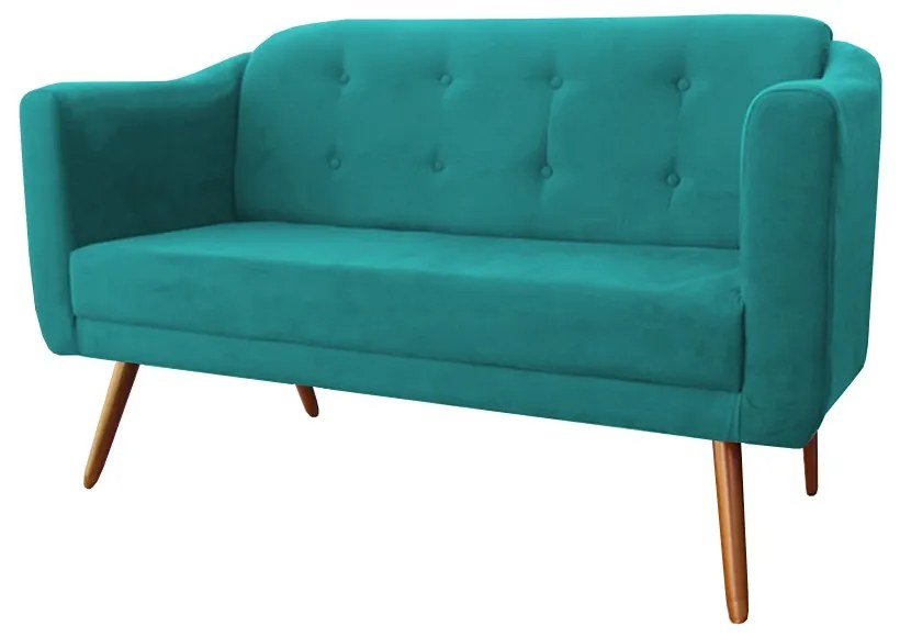 Namoradeira Bruna 1,40 m 2 Lugares Pés Palito Suede Azul Tiffany