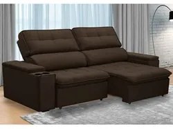 Sofá Retrátil Reclinável 3 Lugares 250cm Ginevra F05 Veludo Marrom - M