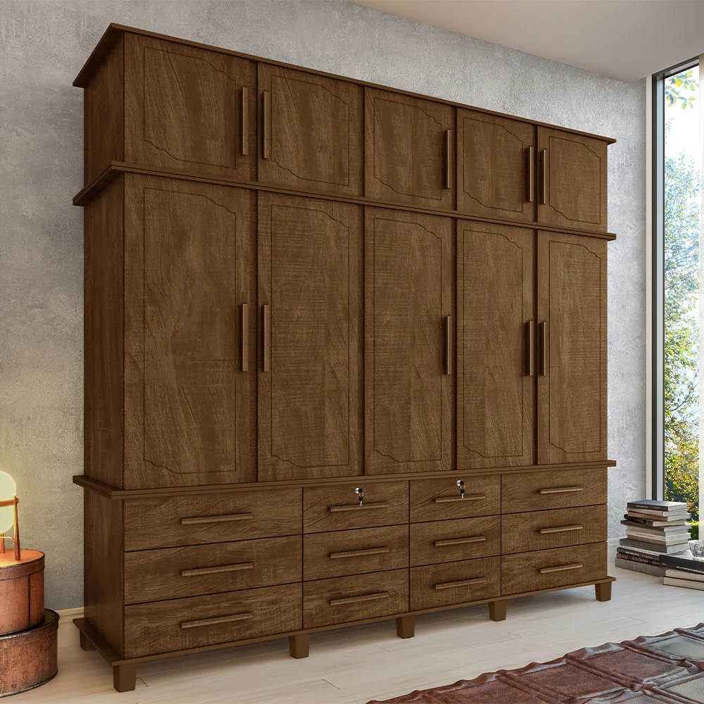 Guarda Roupa 10 Portas e 12 Gavetas Nicolau Malbec G37 - Gran Belo