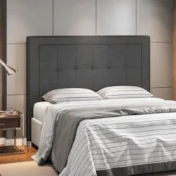Cabeceira Cama Box Casal 140cm Paolla Z37 Linho Chumbo - Mpozenato