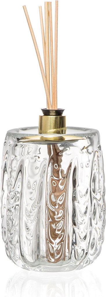 Porta Difusor de Ambientes Murano Riviera M - Metal Dourado  Cristal Transparente