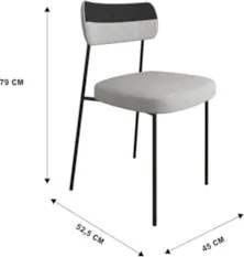 Kit 2 Cadeiras Estofadas Milli Corano/Linho A14 Preto/Cinza - Mpozenat