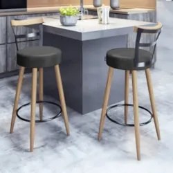 Banqueta Alta Estofada Pés Palito Kit 4 Martin Sintético Preto S08 - M