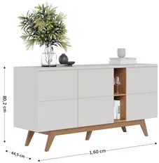 Balcão Aparador Buffet Rebeca C05 Off White/Freijó - Mpozenato