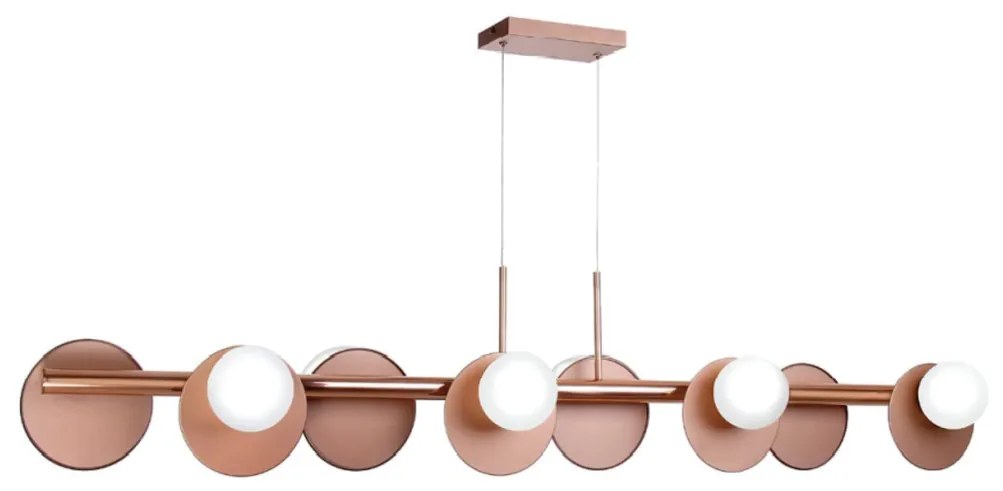Pendente Retangular 121X24X28Cm Metal E Globo Ø10Cm 08Xg9 | Old Artisa... (ROSE FOSCO, FOSCO (BRANCO))