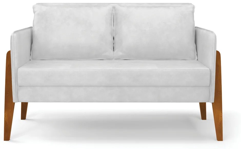 Sofá Namoradeira Lana Corano Base de Madeira D03 - D'Rossi  - Branco