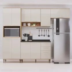 Armário Cozinha 4 Peças CP01 Com Tampo Nádia Mocca/Avelã L01 - Mpozena