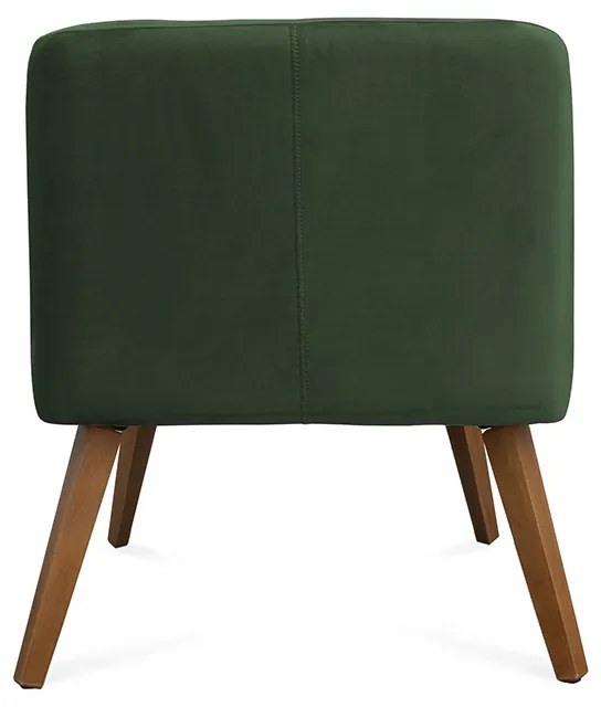 Kit 2 Poltronas Decorativas Lara Pés de Madeira Veludo Verde - Sheep Estofados - Verde escuro