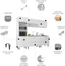 Armário de Cozinha CP05 Com Pia 100cm Pérola Z34 Branco     - Mpozenat