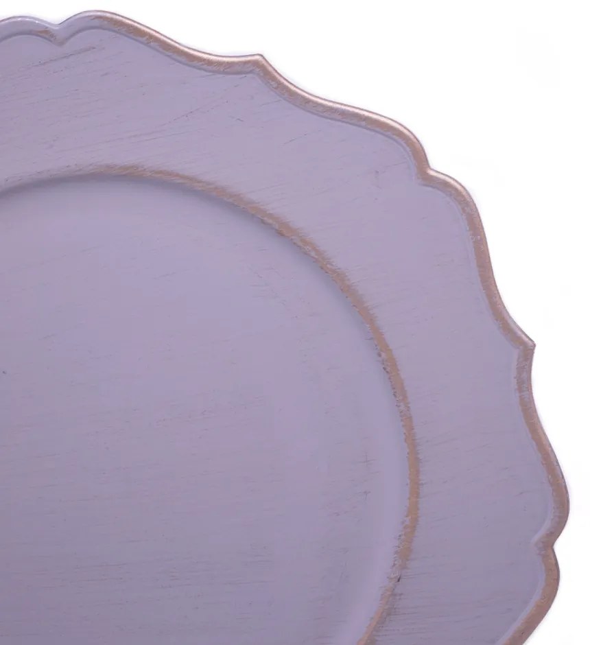 Sousplat Para Prato De Mesa Decorativo Cinza e Rosê Com Borda Irregular 33 cm - D'Rossi