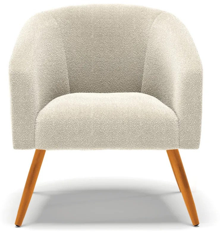 Poltrona Decorativa Pé Palito Castanho Stella  Bouclê Bege D03 - D'Rossi