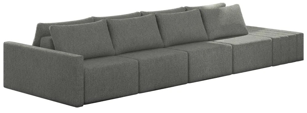 Sofá Ilha Modulado Milos 392cm Puff Lateral Linho Cinza Escuro G33 - Gran Belo