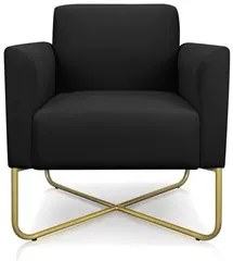 Kit 2 Poltronas Decorativas Base Industrial X Dourada Maressa S07 Sued