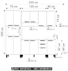Armário Cozinha 5 Peças CP02 Com Pia Nádia Mocca/Avelã L01 - Mpozenato