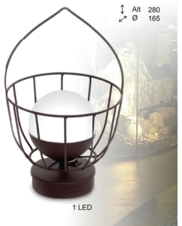 Abajur Freedon Esfera Cesto Ø16,5X28Cm Globo Ø10Cm 1Xled 0,5W 3000K -... (COBRE FOSCO, AMBAR, 110V)