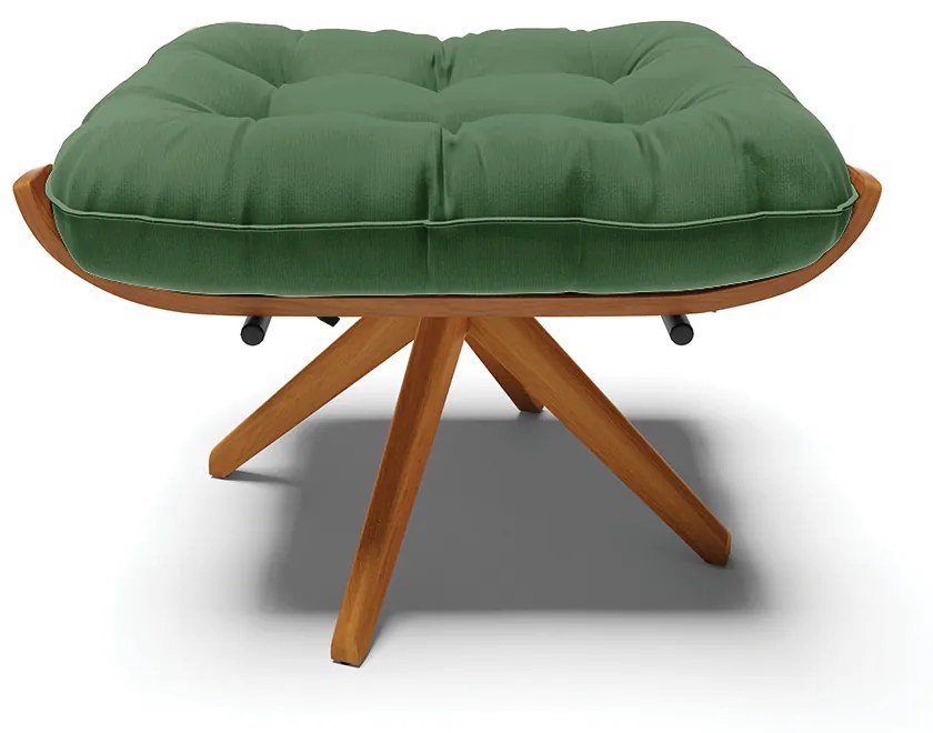 Puff Giratório Costela Suede Base de Madeira MA30 M11 - D'Rossi - Verde