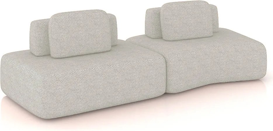 Sofá 2 Lugares Orgânico com Módulo Central e 1 Canto Berlim Bouclê Cr K01 - D'Rossi - Cinza claro