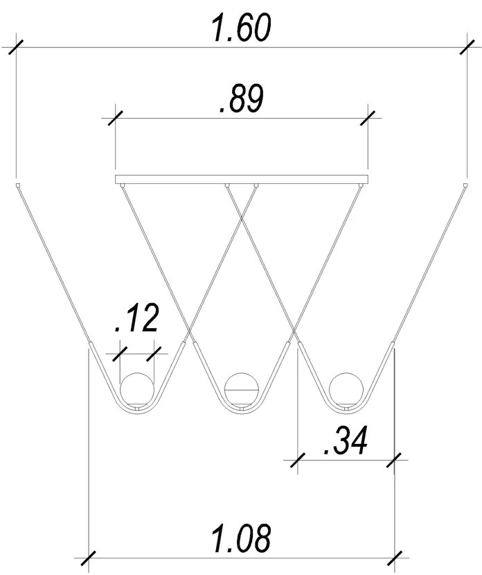 Pendente Oscar 108X12X25Cm 3Xg9 Metal Dourado Fosco Vidro Branco | Bel...