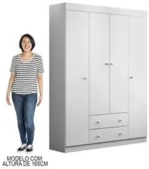 Jogo de Quarto Infantil Guarda Roupa e Cômoda Elisa Branco - Phoenix