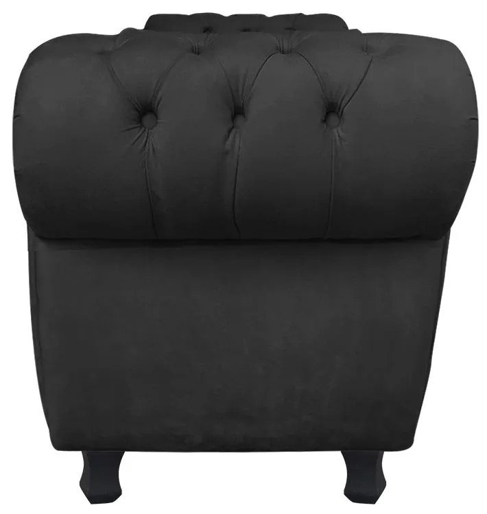 Recamier com Baú Grécia Namoradeira Calçadeira Suede Preto - D'Rossi