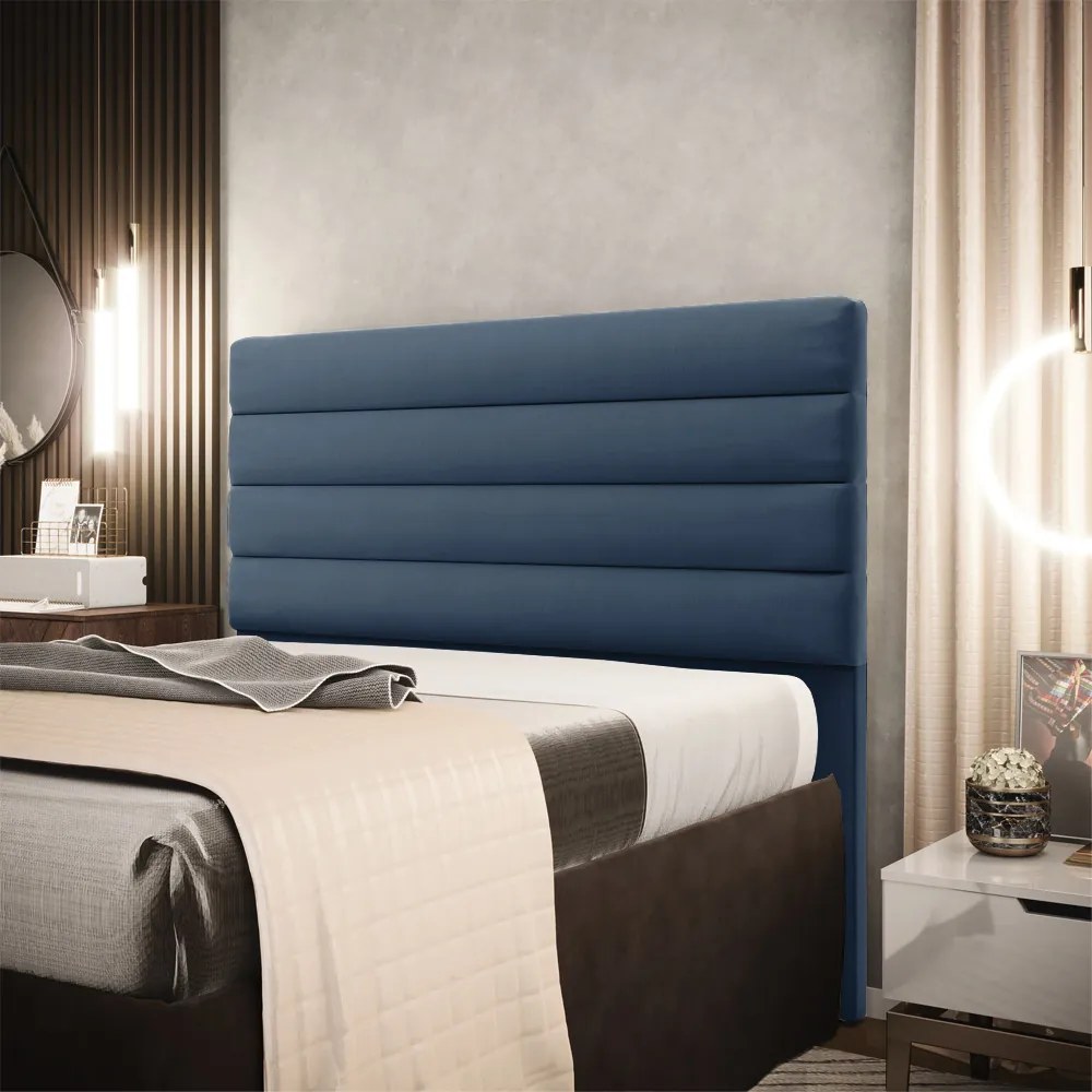 Cabeceira California Para Cama Box Casal 140 cm Suede - D'Rossi - Azul Marinho