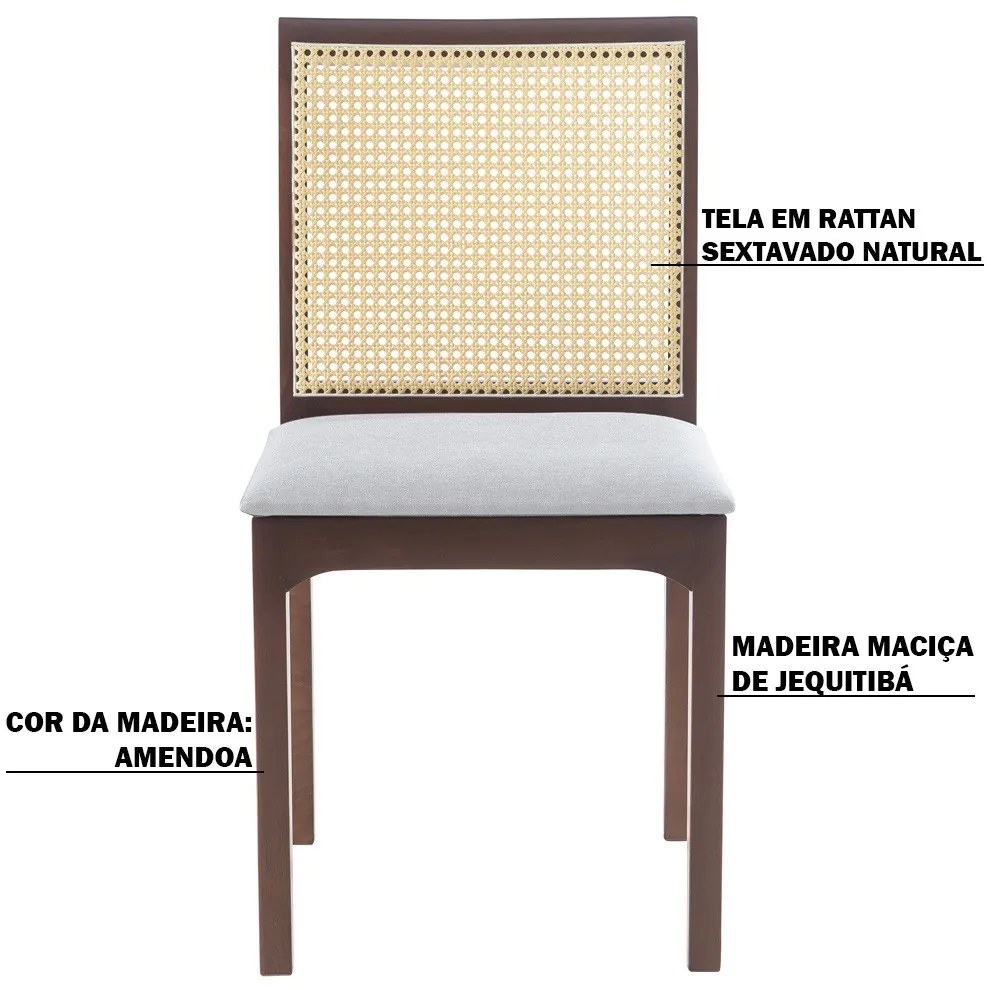 Kit 3 Cadeira Decorativa Sala de Jantar Steve Amêndoa G55 - Gran Belo