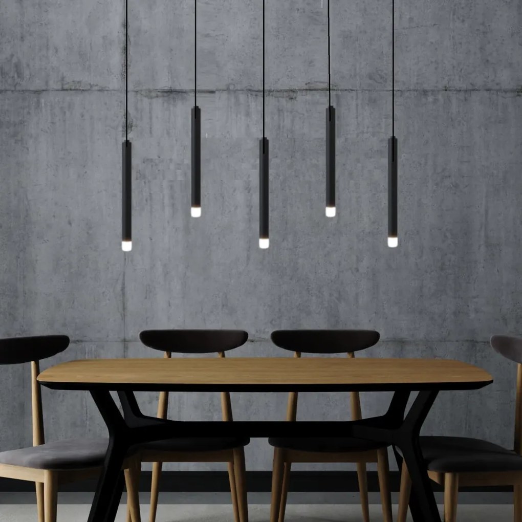 Pendente Tubo Ø2,9X30Cm Ponteira Acrílico 1Xled 5W - Qimporta Pd2315 (PRETO, 110v)