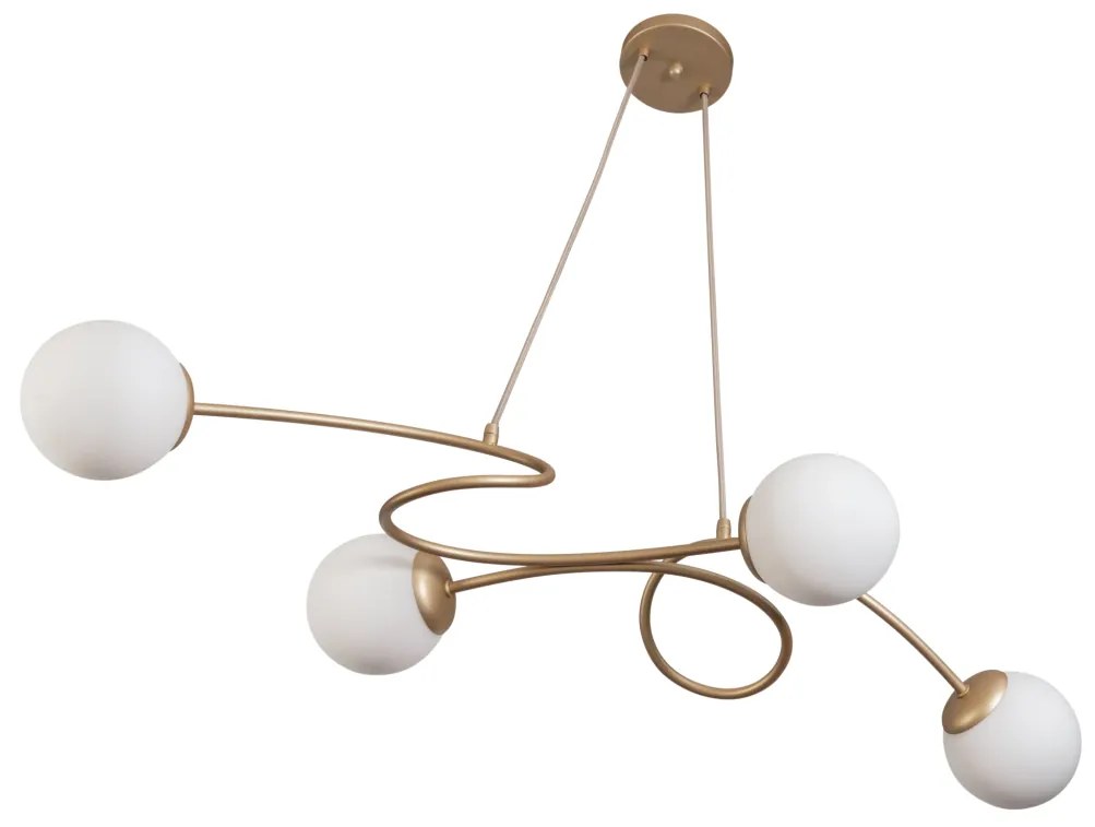 Pendente Tie 86,7X42X18,3Cm 4Xg9 Globo Ø12Cm - Usina 25100/90 (BT - Branco Texturizado, FOSCO)