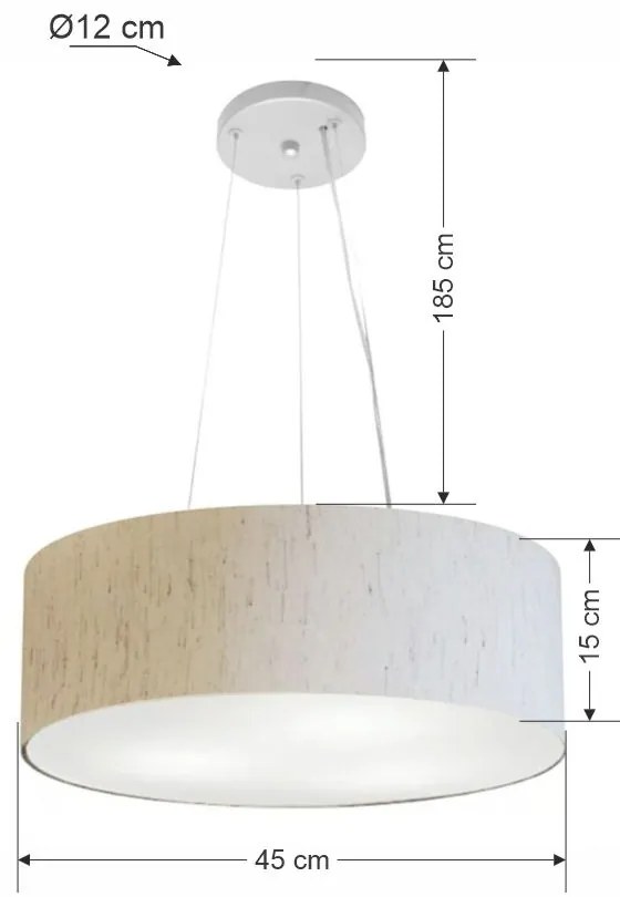 Lustre Pendente Cilíndrico Md-4184 Cúpula em Tecido 45x15cm Linho Bege - Bivolt