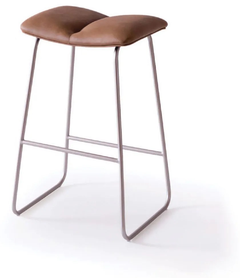 Banqueta Vinnyan Estofada Base Aço Carbono Pintura Metalizada