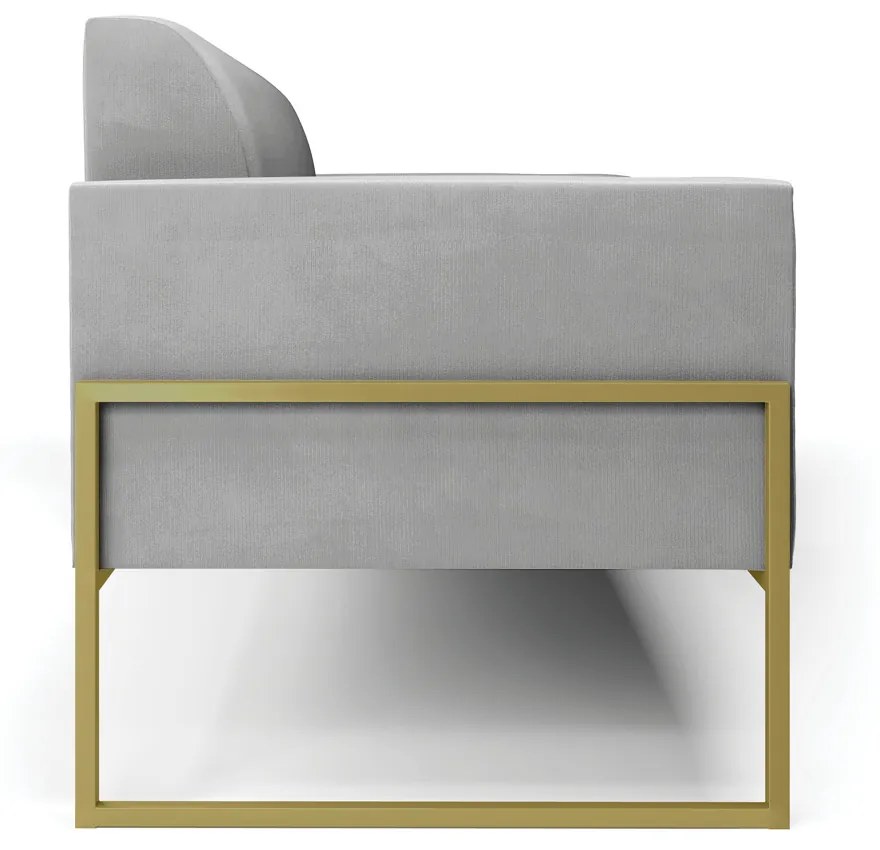 Sofá Namoradeira Base Industrial Alta Dourado Marisa Suede D03 - D'Rossi - Cinza